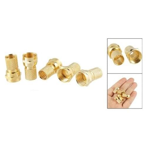 HWEXPRESS Hot New 5 pcs Plated Alloy F-Type Twist-On Coaxial Cable RF Connector Plug Male