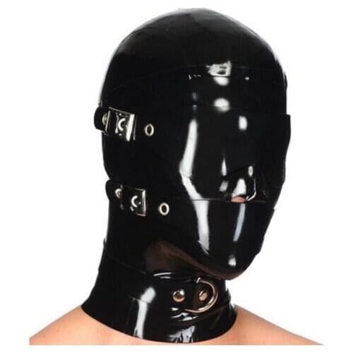 Hot Selling Latex Rubber Full Enclosure Hood with Eyeshade Party Clubwear