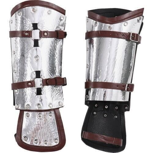 Gauntlet Wristband Medieval Vambrace Arm Guard Armor Buckle Punk Gothic PU Leather Clothing Wristband Steampunk Cosplay Props