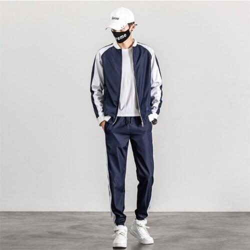 Men Sets 2021 New Fashion Men Tracksuit Two Piece Mens Sets Sportswear Spring Autumn Jacket+Pants Casual Sports Suit