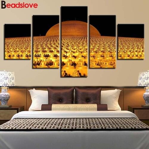 5 Pieces Gold Buddha Diamond Painting square round stone Cross Stitch kit Full Drill Diamond Embroidery sale 5d art needlework