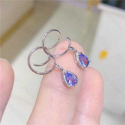 New natural Tanzanite earrings, 925 silver womens jewelry, stylish and individual design