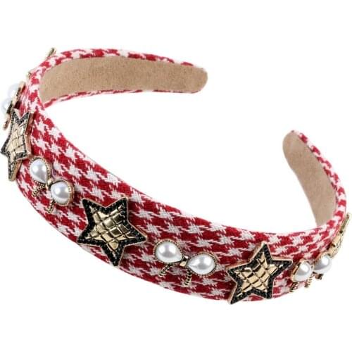 Rhinestone Bead Alloy Metal Star Charm Women Hairbands New Simulated Pearl Bowknot Vintage Stripe Cloth Headbands Hair Jewelry