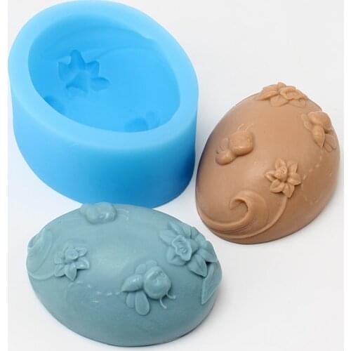 Oval Silicone Soap Mold Handmade Semicircle with Insect Pattern Mould