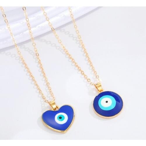 Fashion Lucky Turkey Evil Eye Necklaces Shiny Rhinestone Blue Evil Eye Choker Necklace For Women Clavicle Chain Charm Jewelry