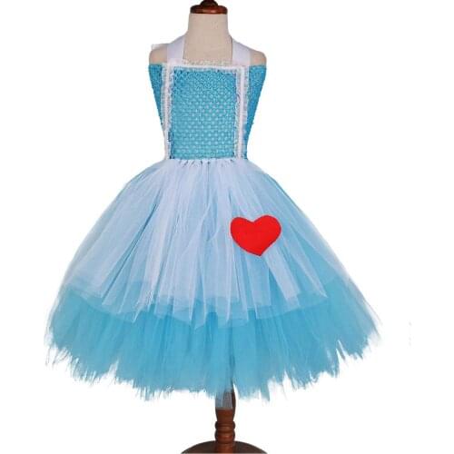 Alice Tutu Dress Costume Turquoise White Princess Girls Birthday Party Dress Kids Halloween Alice Cosplay Costume Fluffy Dresses