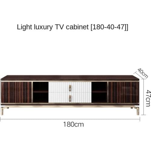 Simple postmodern tea table TV cabinet combination living room furniture metal retractable black floor cabinet