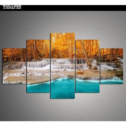 Drop Shipping Wall Decor Waterfall Canvas Painting Pictures Modular Paintings Wall Art Canvas Prints Framed art HG-324
