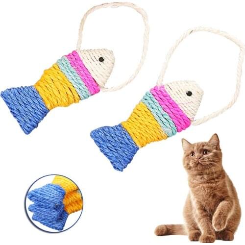 Sisal Cat Chew Toys for Kitten Colourful Cat Accessories Cute Fish Shaped Cat Interactive Toy Pet Training Supplies Dropshipping