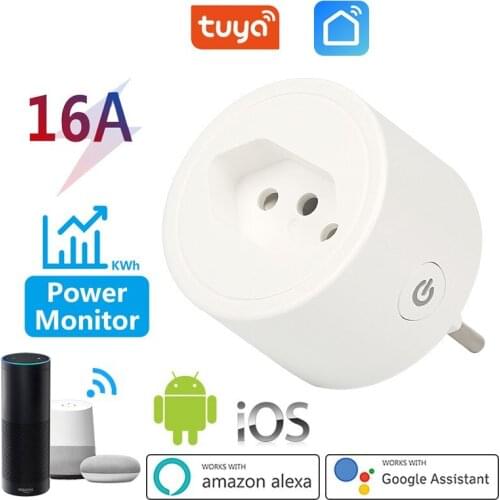 Brazil Socket 16A Wifi Smart Plug Power Monitor Outlet Timer APP Remote Control Support Alexa Google Home Bluetooth-compatible