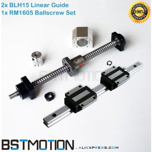 SFU1605 Ball screw FK12 FF12 + BLH15 15mm Linear Guide Carriage 300mm 400mm 500mm 600mm 700mm 800mm 900mm 1000mm 1500mm#HGW15CC