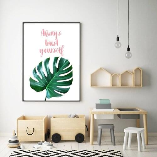 Fresh Plant Leaves Freshness Beauty With Encouraging Sentence Canvas Printing Wall Art Picture for Living Room Office Decoration