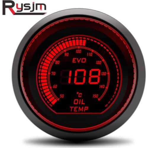 Universal Digital 50~150 Celsius Oil Temp Car Gauge 2" 52mm 12V Auto Instrument Oil Temperature Gauge Meter + Sensor red blue
