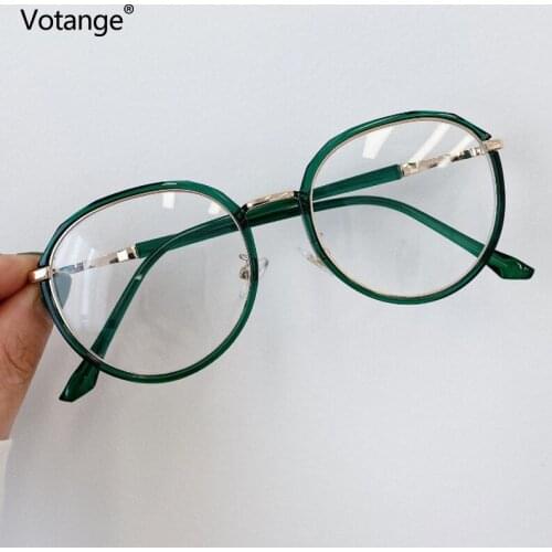 Votange Vintage Anti Blue Light Glasses Plain Eyeglasses Women Men Eyewear Frame Irregular Fashion Transparent PC Goggles E052