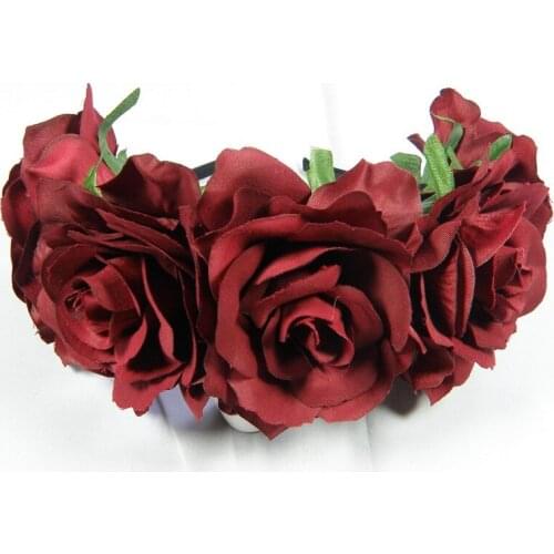 New Product Bride Accessory Big Rose Flowers Hair Bridal Wedding Flower Garland Headbands Forehead Hair Band 1PC