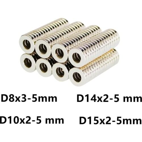 10 50 100PCS/LOT Ring Magnet 8*3 10*2 14*2 15*2 Hole 5 N35 NdFeB MAGNET 8x3-5 10x2-5 14x2-5 15x2-5 Neodymium Speaker magnets