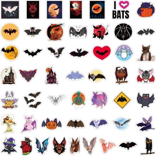 10/50pcs Halloween Horror Bat Chiroptera Graffiti Stickers DIY Waterproof Suitcase Notebook Scooter Refrigerator Stickers Decal