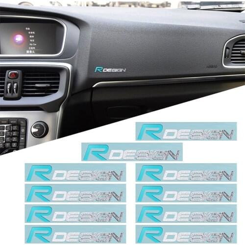 10Pcs Rdesign Emblem Car Interior Multimedia Nickel Sticker For Volvo R DESIGN XC90 S60 CX60 V70 S80 V40 V50 S40 XC70 V60 C30