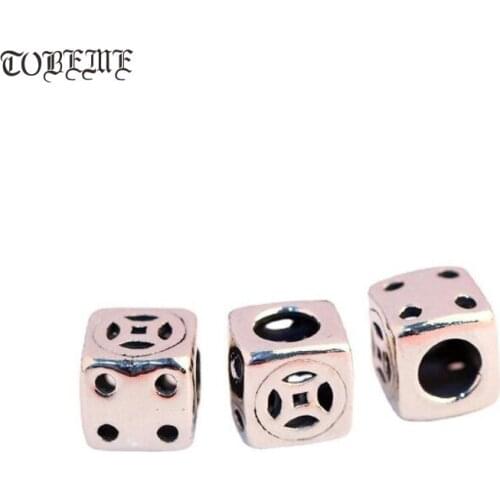 100% 925 Sterling Silver Dice Beads Lucky Symbol Jewelry Findings Loose Beads