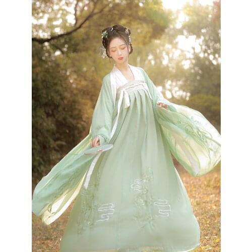 2021 ancient chinese cosplay costume women ancient chinese hanfu lady stage green hanfu dress chinese national clothes