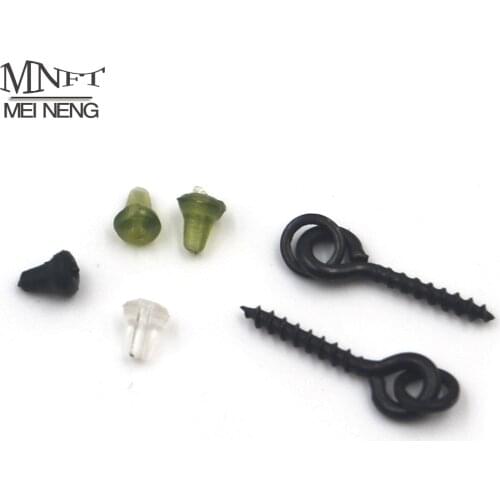 MNFT 25pcs Bait Screw Link Loop with 50pcs Hook Stoper Carp Fishing Boilie Screw Solid Ring and Rubber Pop Up Rig Shank Beads