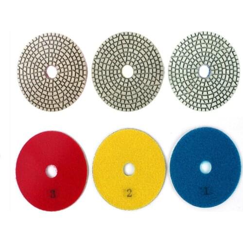 3pcs/set 4 Inch Wet 3 Step Flexible Polishing Pads Diamond Granite Polishing Tool Marble Grinding Pads