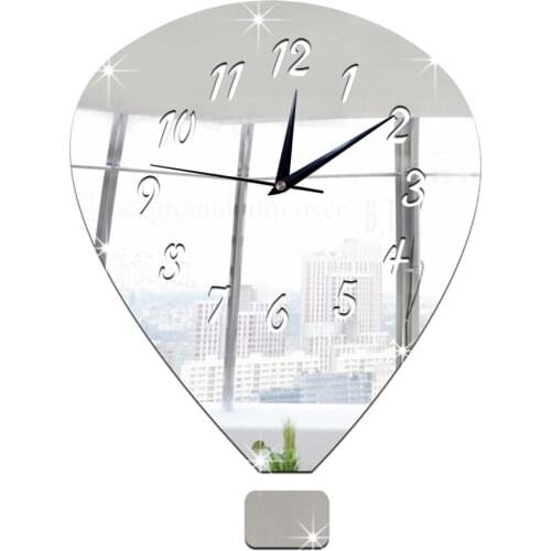 GZ029 Hot Air Balloon Creative 3D Mirror DIY Wall Clock Room Home Decoration Sweep Movement Clock reloj de pared