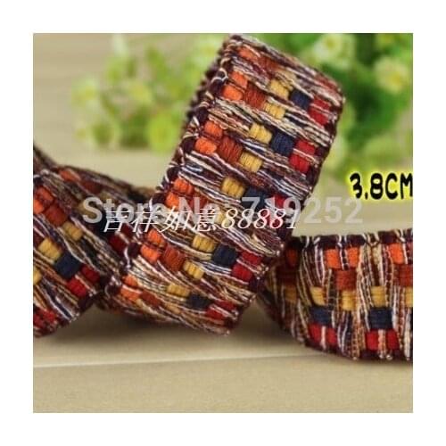 4cm 38mm 3cm 28mm Deep Orange Thick National Jacquard Ribbon Laciness Zigzag Wedge Woven Webbing Cotton Trim Camera Guitar Strap