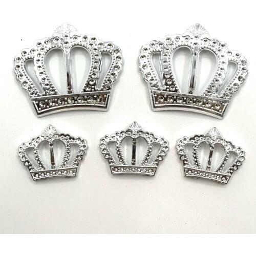 30pcs/lot 66mm/41mm Shining crown Ribbon Buckle Ribbon Slider Hot Sale Crown Rhineston Acrylic Buckle For Wedding Favor