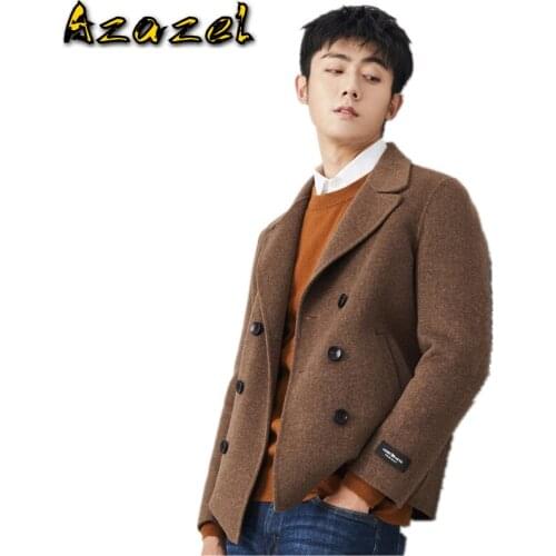 Azazel 100% Wool Coat 2020 Autumn Winter Jacket Men Double-side Woolen Coats Fashion Mens Short Overcoat MG-1800003 MY1435