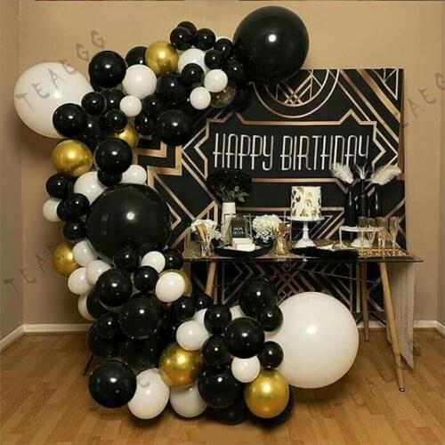 Big Size Black White Balloon Garland Arch Kit Birthday Party Metallic Gold Latex Balloons Kids Baby Shower Boy Decoration Globos