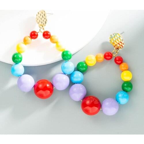 Exaggerate Beads Earrings Handmaking Big Colored Color Round Earrings Black White Beaded Circle Earring Wholesale Boho Wholesale