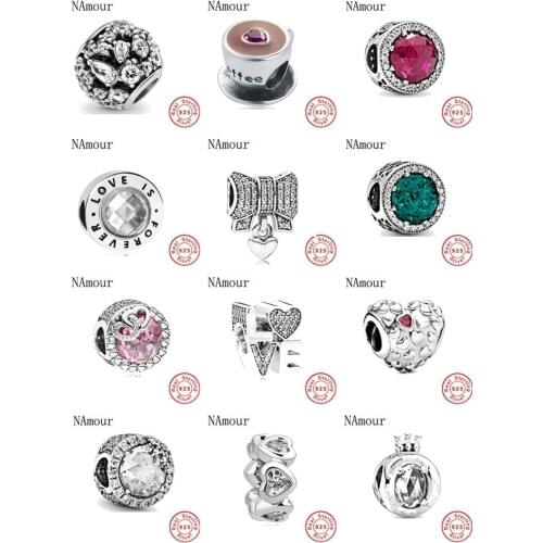 New i love mom love pink white spcer coffee cup Bead fit original Pandora charms silver 925 Bracelet for women fashion jewelry