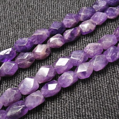 15x20mm Natural Purple Amethysts Beads Faceted Rectangle Cuboid DIY Loose beads For Jewelry Making Beads Accessories 15'' Gift