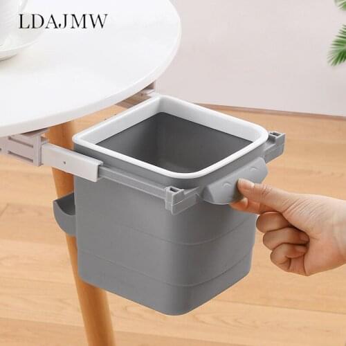 Household Goods Cleaning Tools Hidden Track Trash Can Creative Wall-mounted Desktop Storage Bucket Retractable Wastebasket