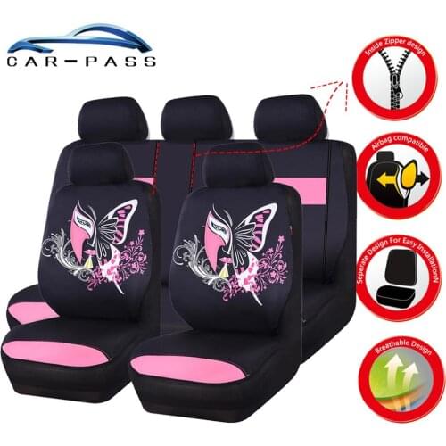 Car-pass Butterfly Pattern Car Seat Covers compatible Fit Most Car, Truck, SUV, or Van 100% Breathable with 3 mm Composite