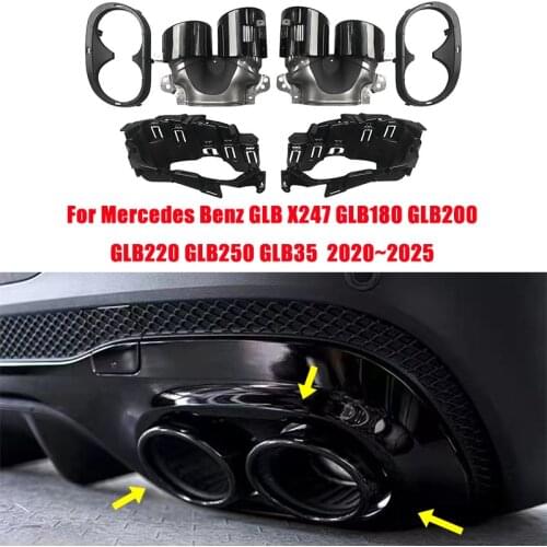 For Mercedes Benz GLB 2020-2024 X247 GLB180 GLB200 GLB220 GLB250 GLB35 AMG Rear Bumper Turbo Muffler Exhaust Tips Pipe 4 Exits