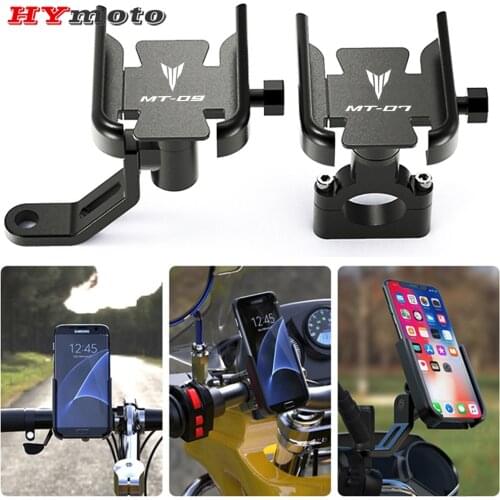 For YAMAHA MT MT-01 MT-03 MT-07 MT-09 MT-10 FZ-09 Motorcycle CNC Handlebar Rearview Mirror Mobile Phone Holder GPS Stand Bracket