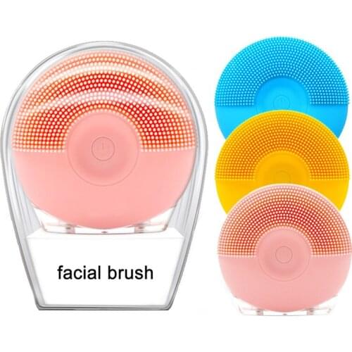 Electric Facial Cleansing Brush Silicone Wash Face Cleaner Brush Mine Face Dry Massage Brush Cleanser
