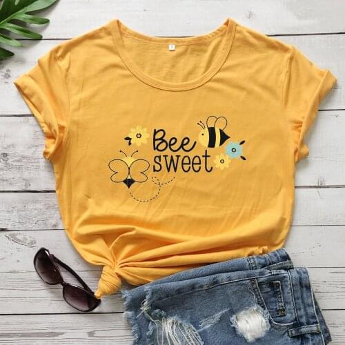 Bee sweet graphic funny women fashion pure cotton slogan grunge tumblr hipster street style tees youngs 90s cute vintage tops