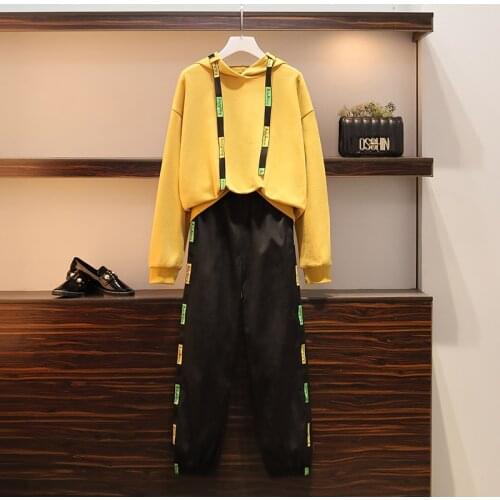 Large Size Autumn Casual Top&pants Set Trousers Suit Fashion Hoodies+pants Ensemble Femme Survetement Year-old Female Costume
