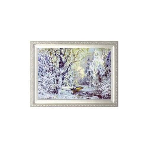 Creek and forest in the snow Sewing Top Quality Embroidery Needlework 14CT Unprinted Cross Stitch Kits DIY Handmade Home Decor