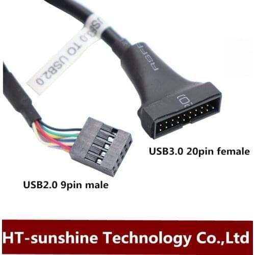 Motherboard 19 / 20-pin female to motherboard 9-pin conversion connector chassis front USB3.0 to USB2.0 transfer wiring 10CM
