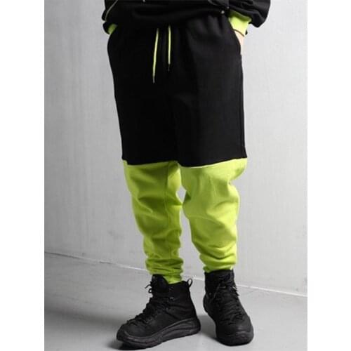 Mens Patchwork Harlan pants fashion trend patchwork casual casual versatile large size Harlan pants