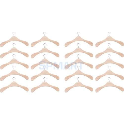Set of 20 Dolls 15cm Wooden Clothes Hanger Metal Hook Coat Dress Clothes Organizer for BJD SD17 Uncle Dolls