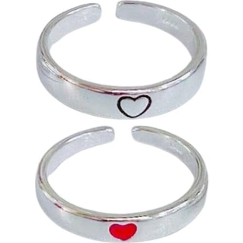 New Creative Single-Minded Couple Opening Adjustable Ring Heart-shaped Fashion Trend Couple Ring Jewelry