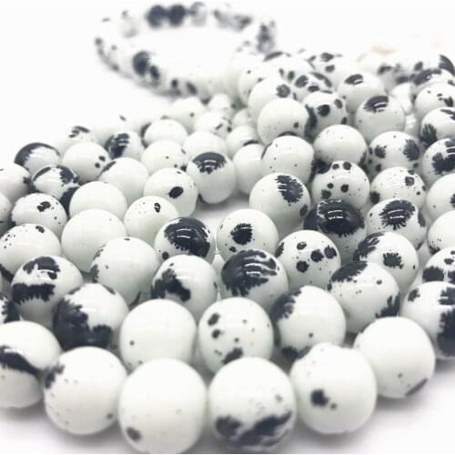 Wholesale 6 8 10 mm Beautiful Intarsia Glass Loose Spacer Charm Beads Pattern Making Bracelet Necklace Jewelry #12