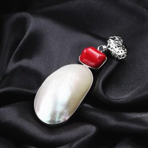 White Shell Pendant For Women Natural Pearl Coral Pendants Fit Diy Long Chain Necklace Craft Jewelry Making Finding 30x68mm A105