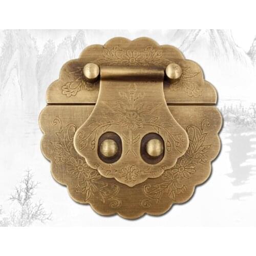 All copper carved camphor wood box buckle old style solid wood jewelry box copper movable lock gift wooden box brand copper buck