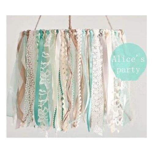 Hand Rag Baby shower Birthday Party Moblie decoration Romantic Mint White Aqua BeigeBunting Wedding party Banner Nursery hanging